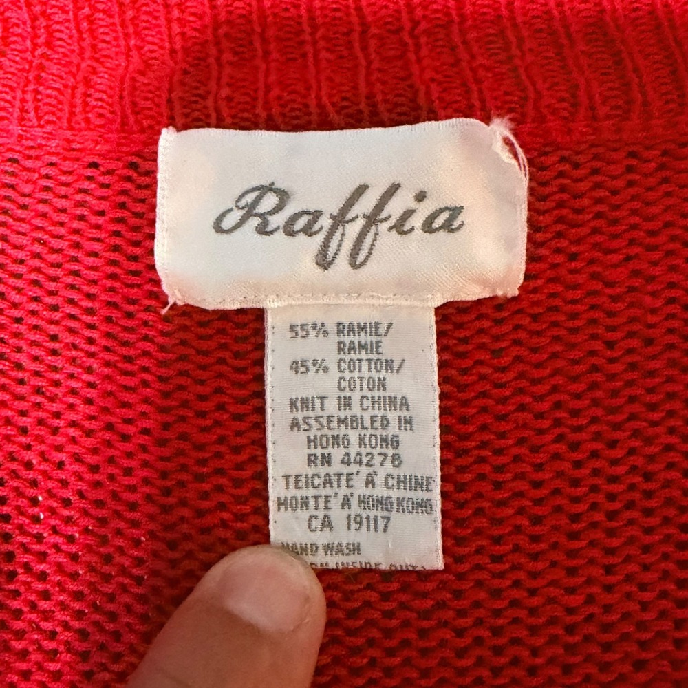 Raffia Vintage Red Playing Card Novelty Knit Cardigan Sweater Poker Casino XL - Picture 3 of 5